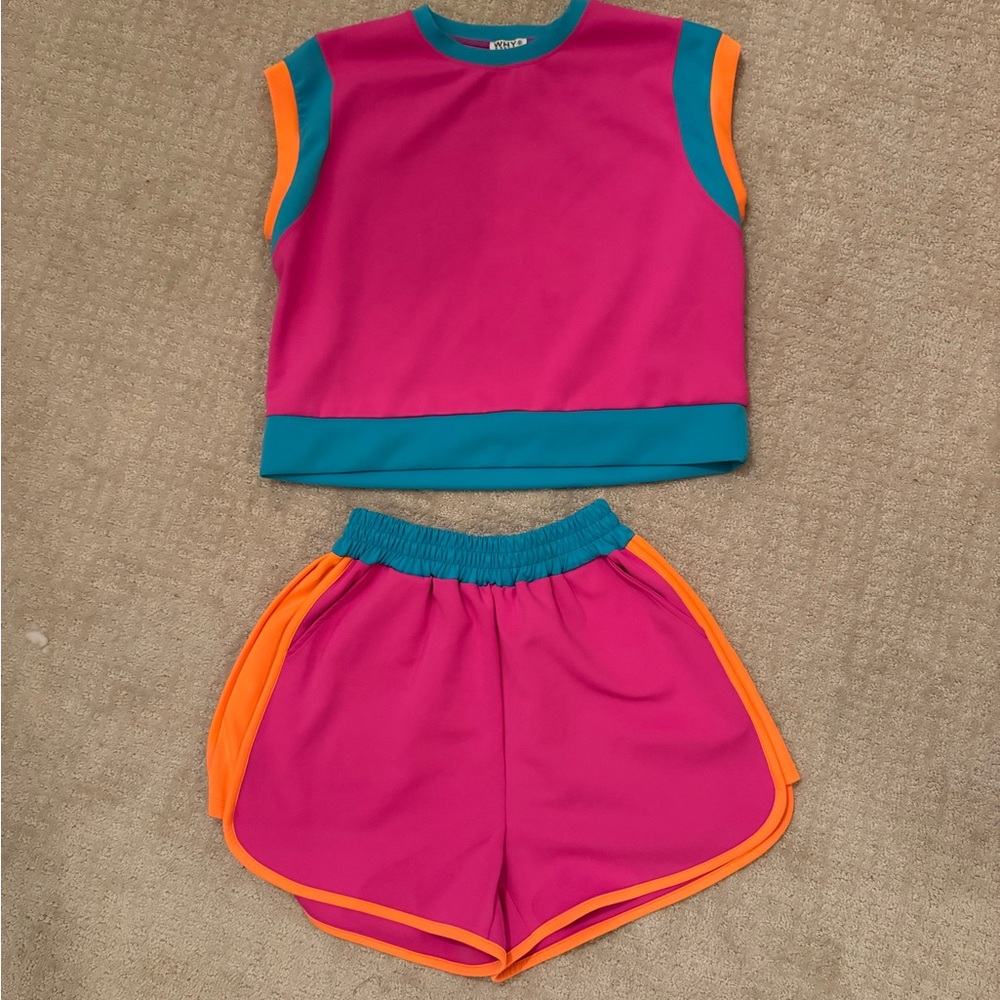Vibrant Pink and Teal Women's Athletic Set
